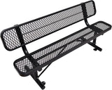 Outdoor Garden Bench, Cast Iron Metal Frame Patio Park Bench with Backrest, Portable Expanded Metal Black Bench - Photo 1