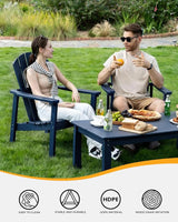 nevilywood 5-Piece HDPE Adirondack Chair Set, 4 Stackable Chairs Coffee Table, All-Weather Wood Grain - Photo 4