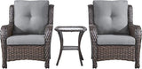 Rilyson Patio Bistro Set Wicker Chairs - 3 Piece Outdoor Rattan Conversation Set with 2 Armrest Chair and 1 Side Table - Photo 1
