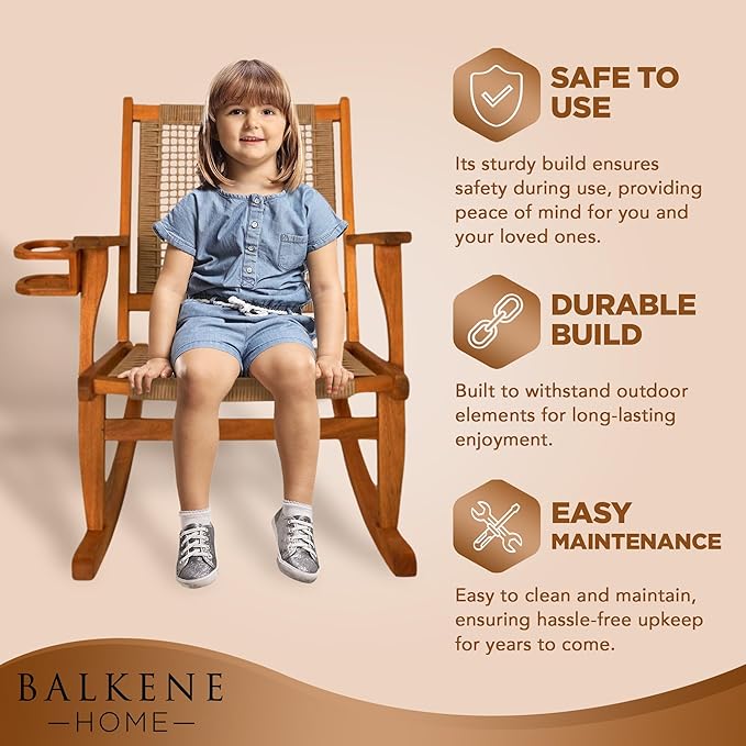 Balkene Home Outdoor Rocking Chair with Beverage Holder - Photo 7