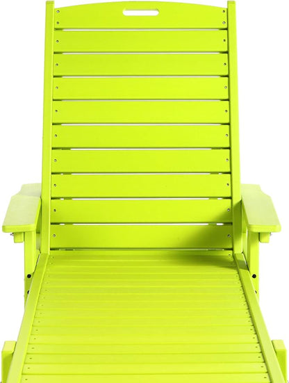 WO WESTIN OUTDOOR HDPE Laguna Poly Reclining Chaise Lounge, Lime