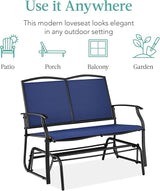 Best Choice Products 2-Person Outdoor Patio Swing Glider Steel Bench Loveseat Rocker for Deck, Porch w/Textilene Fabric - Photo 7