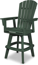 POLYWOOD® Nautical Curveback Adirondack Swivel Bar Chair in Green - Photo 1