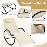 Tangkula Rocking Lounge Chair Outdoor, Zero Gravity Chaise Lounger with Removable Headrest, Fabric Backrest & Seat - Photo 5