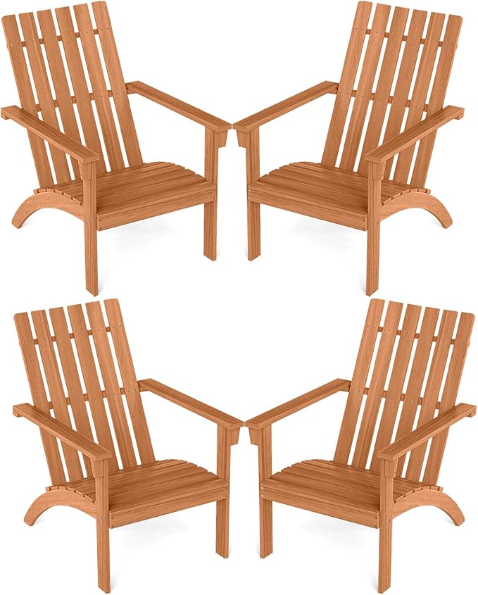 DORTALA Adirondack Chair, Acacia Wood Fire Pit Chair with Backrest and Armrests, 400 LBS Weight Capacity - Photo 1