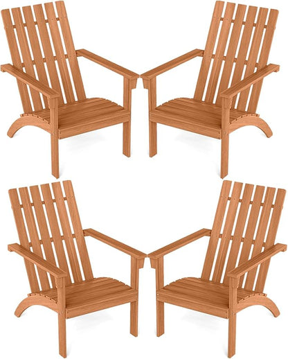 DORTALA Adirondack Chair, Acacia Wood Fire Pit Chair with Backrest and Armrests, 400 LBS Weight Capacity, Outdoor Lawn Chair for Patio, Backyard, Deck and Poolside (4)