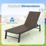 Tangkula PE Wicker Patio Chaise Lounge Chair, Outdoor 4-Position Recliner with Wheels - Photo 3
