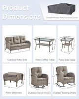 10-Piece Patio Furniture Set-Patio Rocking Chairs Set of 4 Outdoor Rattan Sofa Sets with Coffee Table Outdoor Patio - Photo 7