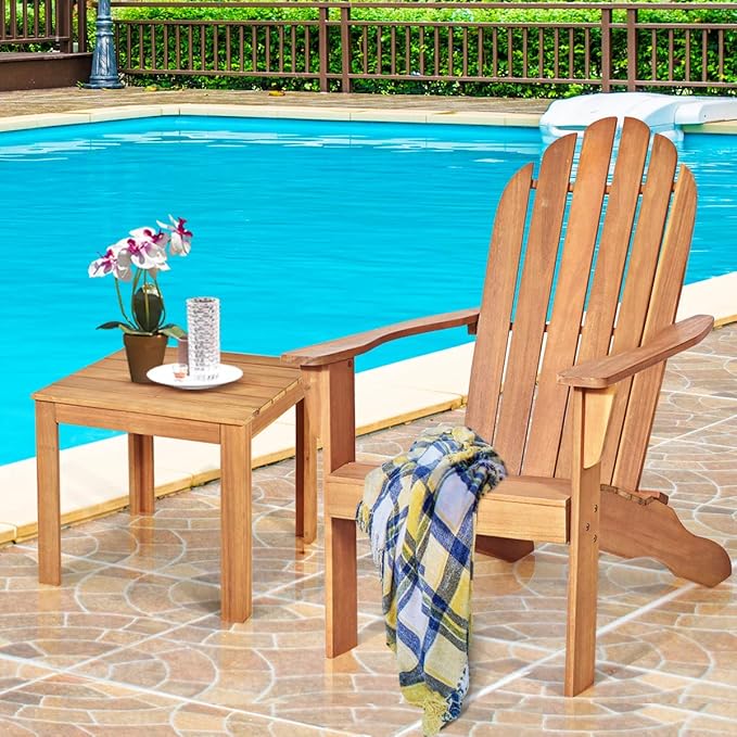RELAX4LIFE Adirondack Chairs Set of 4, Acacia Wood Adirondack Lounge Chair, Weather Resistant Outdoor Chair for Patio Garden Porch Deck, 350 LBS Weight Capacity, Wooden Fire Pit Chairs (4, Natural)