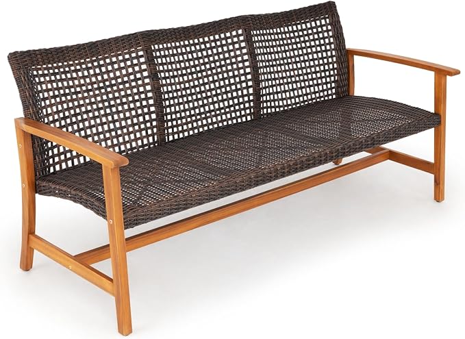 IDZO 1000lbs Capacity, FSC Certified 3 Seater Patio Couch with Upgraded 2000Hours UV Resistant Wicker - Photo 7