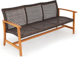 IDZO 1000lbs Capacity, FSC Certified 3 Seater Patio Couch with Upgraded 2000Hours UV Resistant Wicker - Photo 7