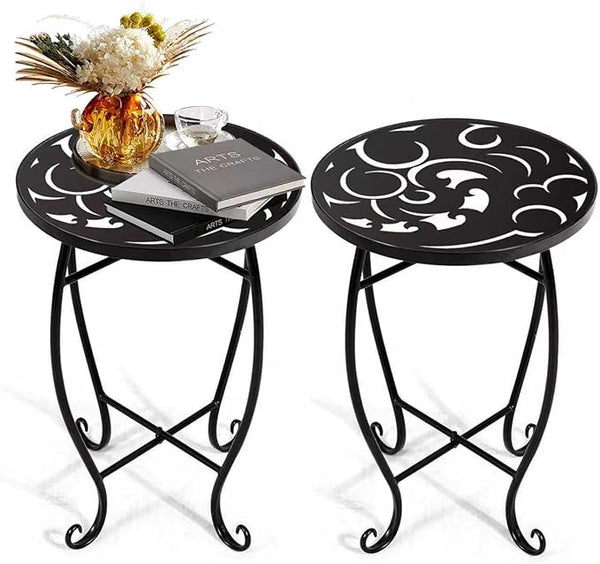2 Pack 15 Inch Tall Plant Stands Outdoor Indoor, Metal Side Tables for Patio - Photo 1