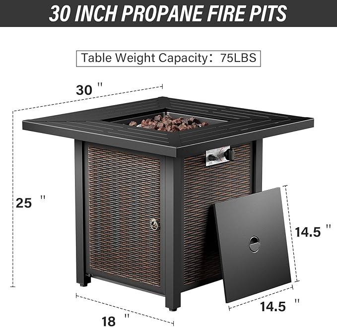 5 Pieces Patio Furniture Set with 50000 BTU Propane Fire Pit Table, All-Weather Patio Rocking Chairs - Photo 7