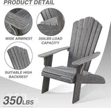 Adirondack Chair Outdoor, Oversized Patio Chair Poly Lumber, Weather Resistant & Heavy Duty, Fire Pits Chair for Porch - Photo 4