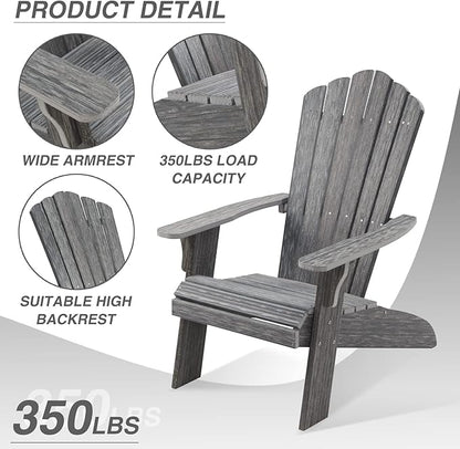 Adirondack Chair Set of 4, Outdoor Oversized Patio Chair Poly Lumber Weather Resistant & Durable Fire Pits Chair for Poolside,Lawn and Garden,350lbs Weight Capacity