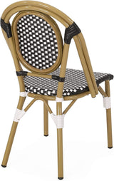 Christopher Knight Home Gwendolyn Outdoor French Bistro Chairs (Set of 4), Black + White + Bamboo Print Finish - Photo 10