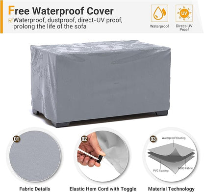 UDPATIO Outdoor Storage Table Patio Coffee Table All Weather Wicker Side Table with Waterproof Covers Rattan Furniture for Toys and Garden Tools