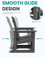 SERWALL Outdoor Glider Chair Set of 4, HDPE Wood-Like Patio Glider Rocker All-Weather Porch Glider for Outside, Gray - Photo 6