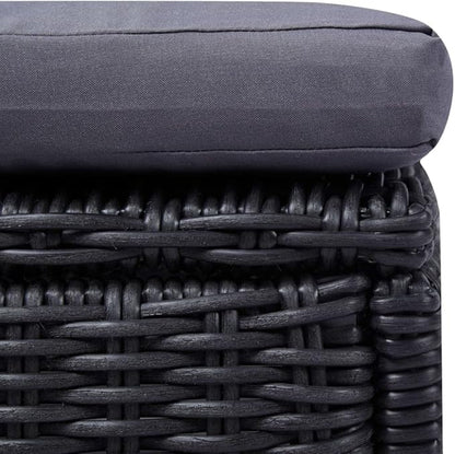 Adjustable Rattan Sunlounger Black Dark Gray 77.9 x 23.6 x 32.9 in PE-Wicker Outdoor Chaise Lounge with Removable Cushion for Patio Garden Poolside Balcony