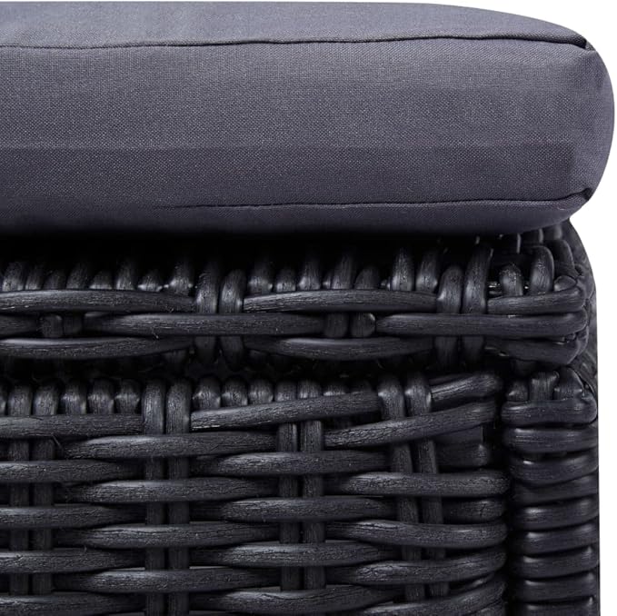 Adjustable Rattan Sunlounger Outdoor Chaise Lounge 77.9"x23.6"x32.9" Black PE Rattan Recliner Patio Lounger for Garden - Photo 6