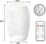 18" Cutout Metal Outdoor Side Table with 3-Mode LED Lights, Modern Decorative Drum End Table - Photo 3