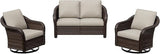 3 Pieces Patio Conversation Set, 55" Sofa with Washable Cushions, Wicker 360 Degree Swivel Glider Rocker Chairs - Photo 7