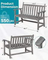 Outdoor Bench, 2-Person HDPE Garden Bench, All Weather Poly Patio Bench for Outdoors, Garden, Backyard, Porch and Park - Photo 3