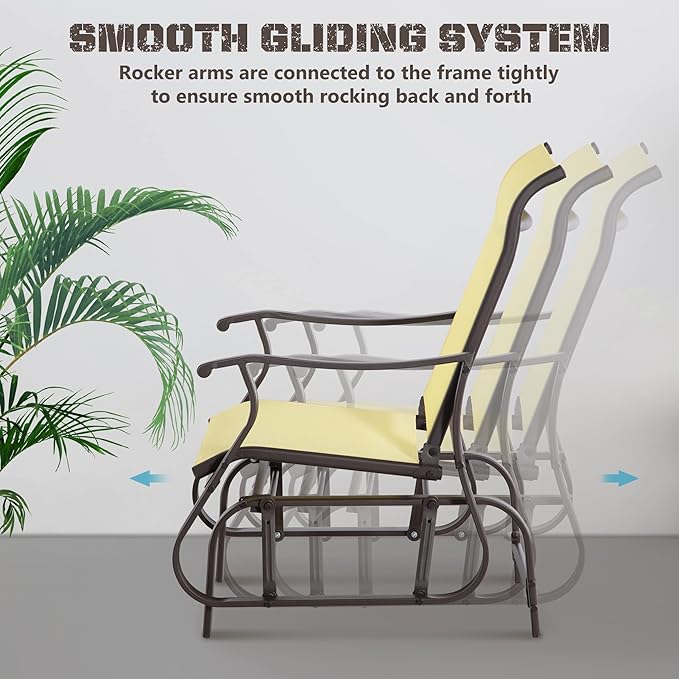 Outsunny Outdoor Glider Chair, Gliders for Outside Patio with Steel Frame and Mesh Fabric for Backyard, Garden - Photo 4
