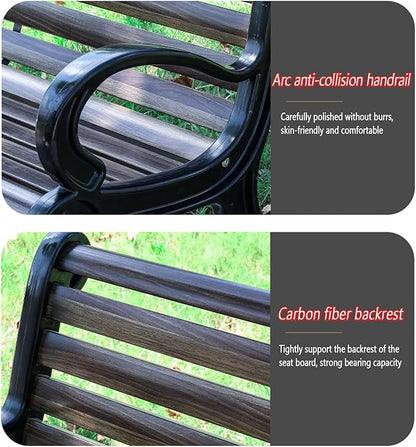 Outdoor Metal Garden Bench, Backless Loveseat Patio Furniture, Weatherproof & Stylish for Indoor/Outdoor Use, 47.3in Brown Garden Seating