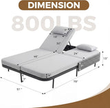 NICESOUL Double Chaise Lounge Outdoor, 51.2" Wide 2-Person Daybed with Independent Recline - Photo 2