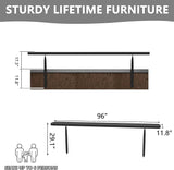 8 Ft Metal Park Benches for Outside, Outdoor Backless Bench with Thermoplastic Coating, Inground Mounted - Photo 3
