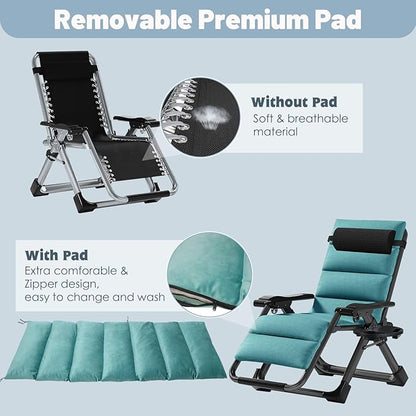 Slsy Zero Gravity Chair, Reclining Lounge Chair with Removable Cushion & Tray for Indoor and Outdoor, Patio Recliner Folding Reclining Chair
