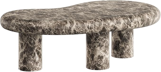 Modway Elowen Faux Marble Coffee Table in Dark Emperador Marble - Faux Emperador Marble Sculptural Center Table for Indoor and Outdoor Spaces