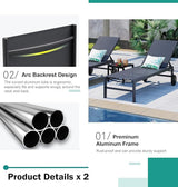 SUNLEI Lounge Chair for Outside Set of 2, Patio Chaise Lounge Outdoor w/ 5-Position Adjustable Backrest - Photo 6