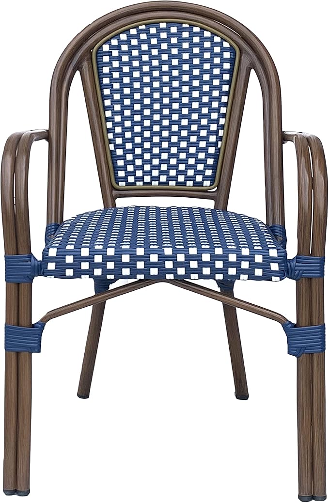 Christopher Knight Home Brianna Bistro Chairs, Navy Blue + White + Brown Wood - Photo 4