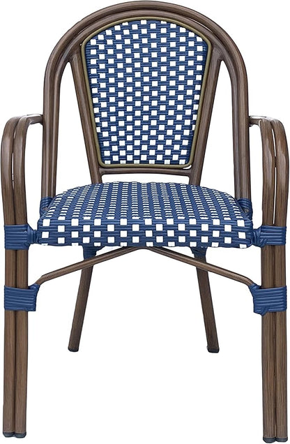 Christopher Knight Home Brianna Bistro Chairs, Navy Blue + White + Brown Wood