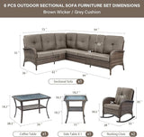 Belord Outdoor Furniture Set - 6 Pieces Patio Conversation Sectional Sofa Set with Patio Rocking Chairs Set of 2 and - Photo 3
