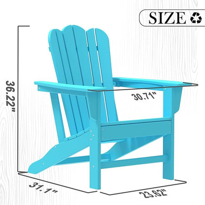Adirondack Chair for Patio Deck Garden Plastic Adirondack Chair, Fire Pit Chair, Looks Exactly Like Real Wood, Widely Used in Outdoor, Deck, Outside, Garden, Campfire Chairs (Blue