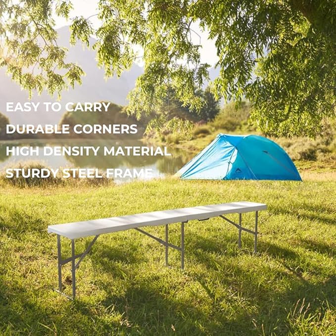 Plastic Folding Bench - Portable Bench Used for Indoor, Outdoor, Picnic, Party, Camping, Dining Seat, Garden Soccer Multipurpose Entertaining Activities, White (1, White, 6 Feet)