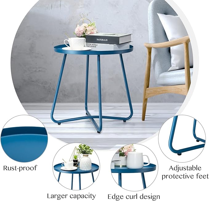 danpinera Outdoor Side Tables, Weather Resistant Steel Patio Side Table - Photo 6
