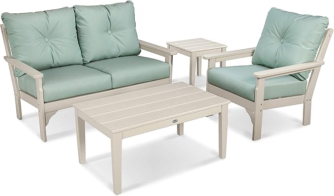 POLYWOOD® Vineyard 4-Piece Deep Seating Set in Sand/Spa