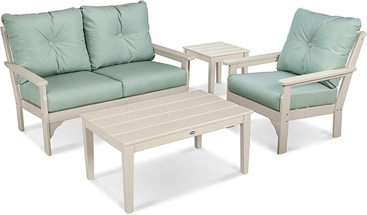 POLYWOOD® Vineyard 4-Piece Deep Seating Set in Sand/Spa
