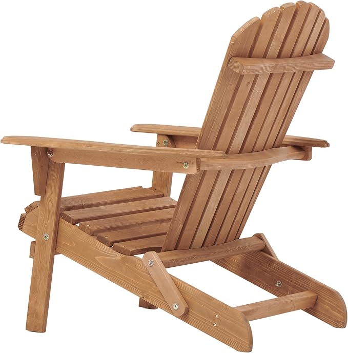 Outdoor Folding Wooden Chair Set, Low Profile Adirondack Chairs with Pre-Assembled BackRest, Space-Saving Foldable Design, 220 lbs Weight Capacity, for Garden Backyard Porch Pool