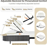 Modern Outdoor Patio Rattan Daybed with 5-Position Adjustable Backrest and Removable Cushions&Pillows - Photo 5