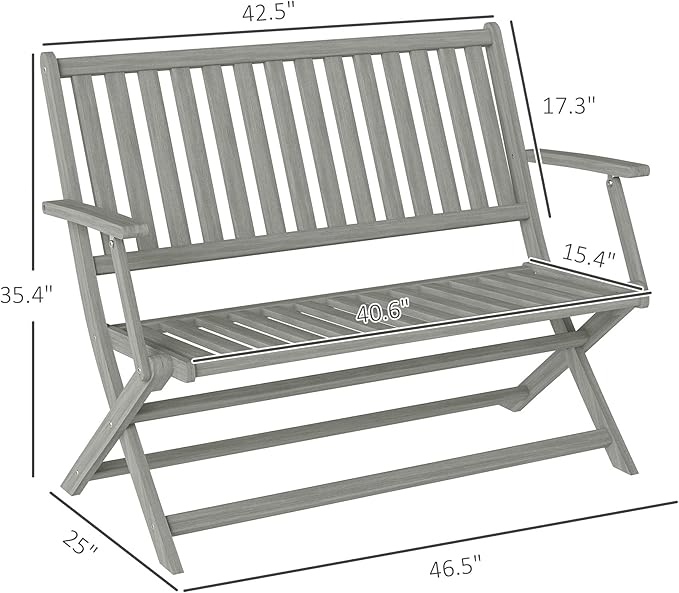 Folding Outdoor Patio Lounge Chairs Loveseat Seating Outdoor, Outdoor Garden Bench, Patio Porch Chair Furniture - Photo 3