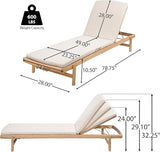 Christopher Knight Home Brolen Acacia Wood Chaise Lounge Chair Outdoor Set of 4 - Photo 6