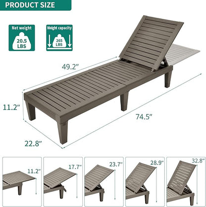 YITAHOME Chaise Outdoor Lounge Chairs with Adjustable Backrest, Multi-Functional Patio Loungers Easy Assembly & Lightweight, Waterproof Poolside Chaise Lounge with 265lbs Capacity - Taupe