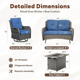 Belord 4 Piece Patio Wicker Furniture Set, Outdoor Swivel Rocker Chairs - Photo 2