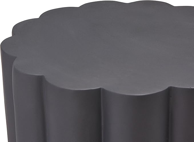 Christopher Knight Home Ella Lightweight Modern Concrete Outdoor Side Table, Patio End Table with Geometric Stacked Design, MGO Outdoor Coffee Table, No Assembly Garden Plant Stand Indoor, Black