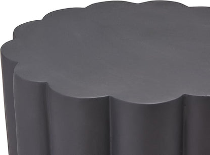 Christopher Knight Home Ella Lightweight Modern Concrete Outdoor Side Table, Patio End Table with Geometric Stacked Design, MGO Outdoor Coffee Table, No Assembly Garden Plant Stand Indoor, Black